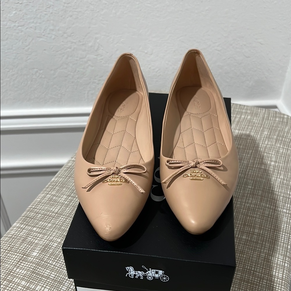 Coach Tan Anabel Leather Ballet Flat